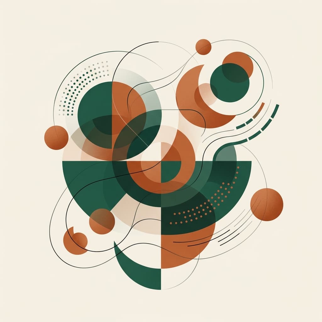 Abstract editorial illustration with geometric shapes